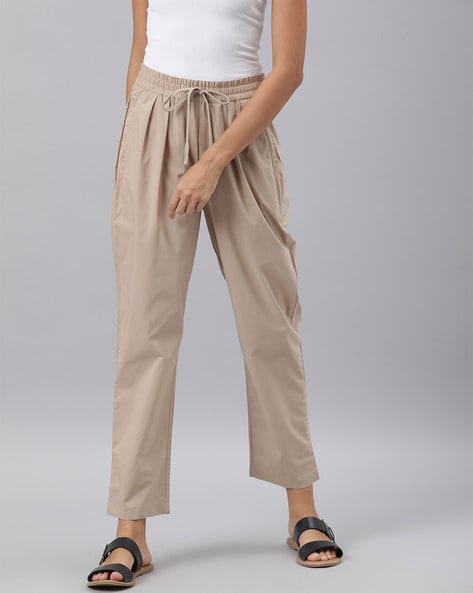 Women Elastic Waist Wide Leg Pants Solid Drawstring Comfy Loose Trousers  Casual Bottoms  Fruugo IN