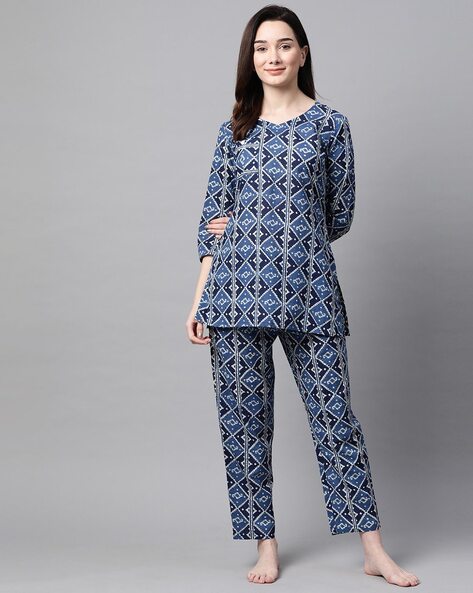 Buy Indigo Blue Night LoungeWearSets for Women by MEERANSHI Online