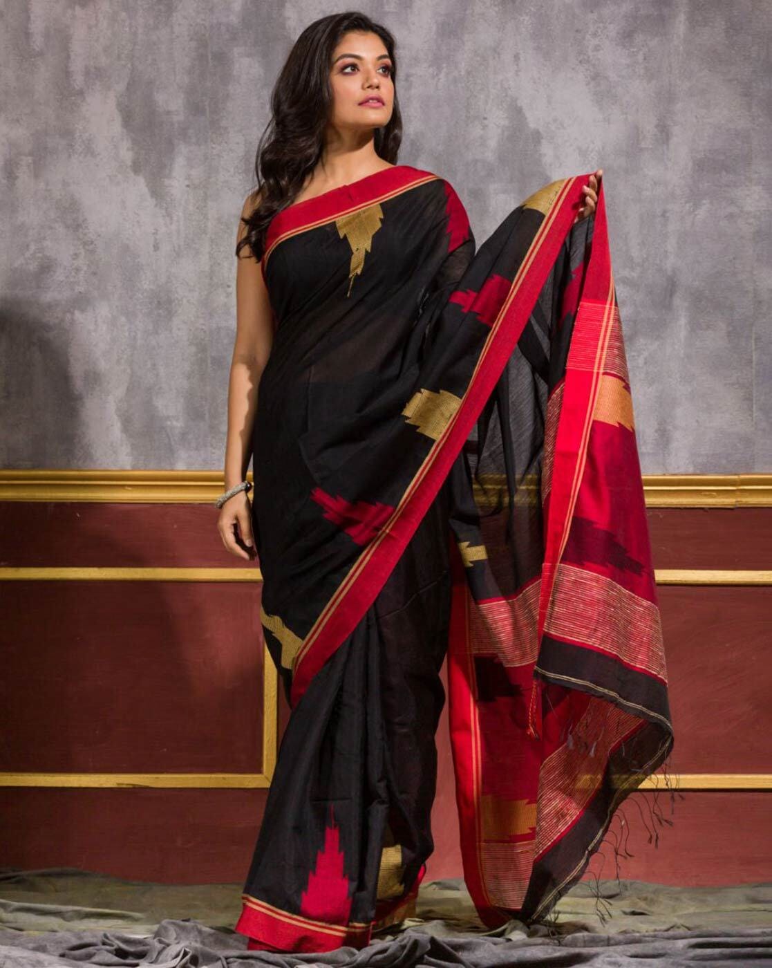 Black Sarees | Black Saree Online | Black Silk | Black Cotton – BharatSthali