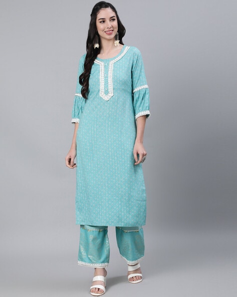 Buy Lime green Kurta Suit Sets for Women by Jaipur Kurti Online | Ajio.com