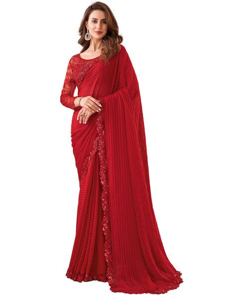 SATRANI Striped Saree with Lace Bordet
