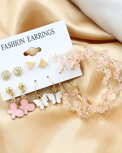 Buy PolluxCraft Korean Earrings For Women - Girls/Gold Plated Butterfly  Earrings Pearl Alloy Stud Earring Online at Best Prices in India - JioMart.