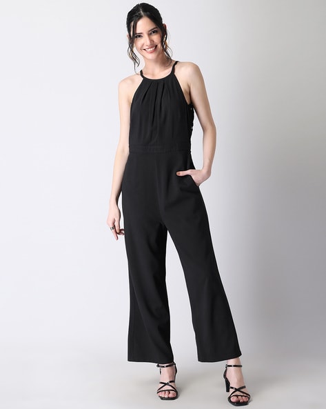 Faballey Round-Neck Jumpsuit with Insert Pocket