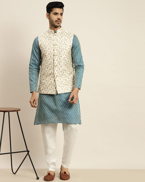 Banarasi Double Scallop Nehru Jacket Set | Arjan Dugal – KYNAH