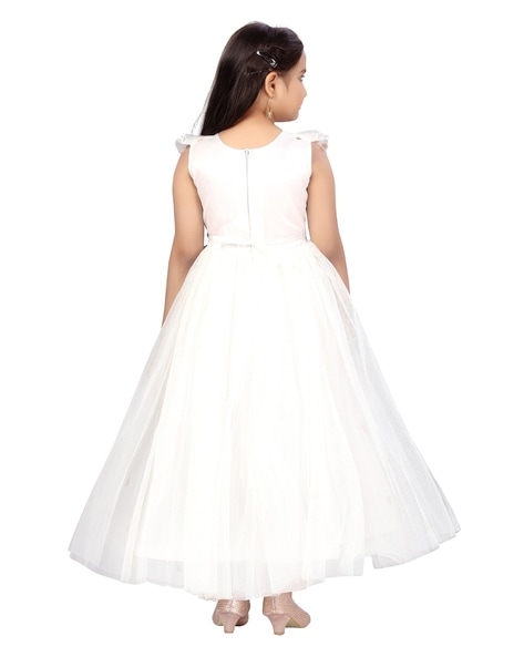 NIHA Girls Kids White Long Frock Maxi Gown Birthday Dress (LF201-10 Yrs) :  Amazon.in: Fashion