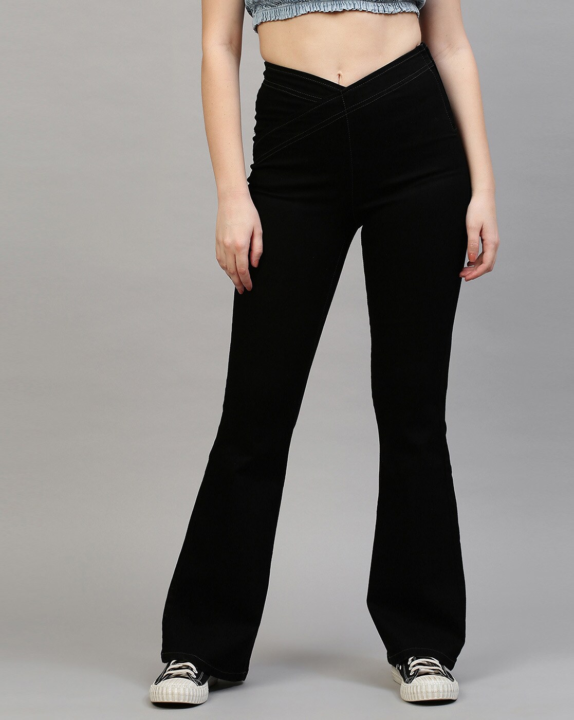 Buy BLACK LOW-RISE Y2K FLARE JEANS for Women Online in India