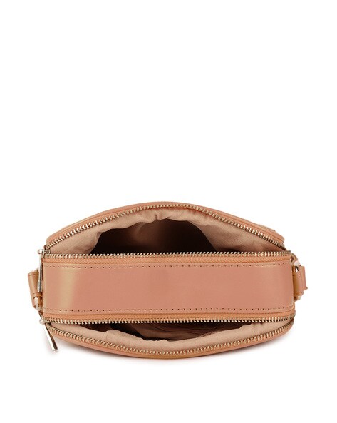 KLEIO Vegan Leather Triangle Shaped Side Sling Cross Body Bag for Women-Peach At Nykaa Fashion - Your Online Shopping Store