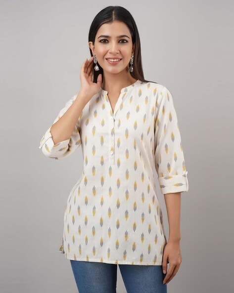 Navy Blue Cotton Ethnic Floral Printed Straight Kurta With Lace DetailsXXL  in 2023 | Types of sleeves, Fashion prints, Top fabric