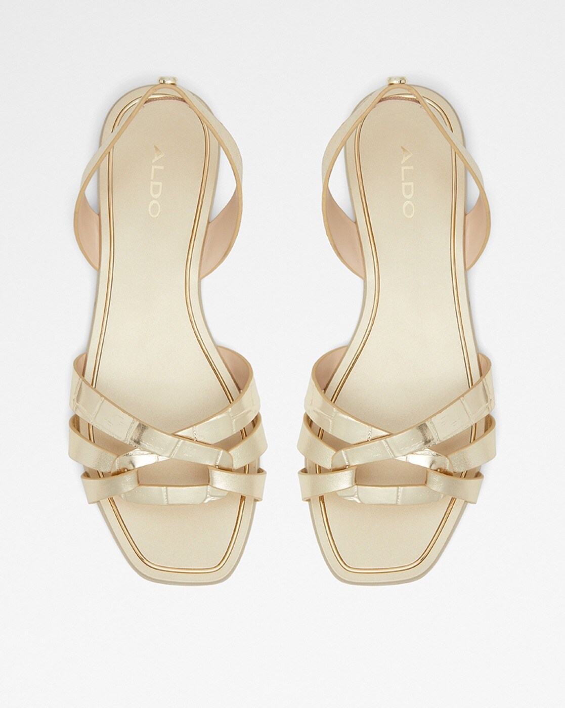 Aldo Eriasien buckle heeled sandals in light gold | ASOS