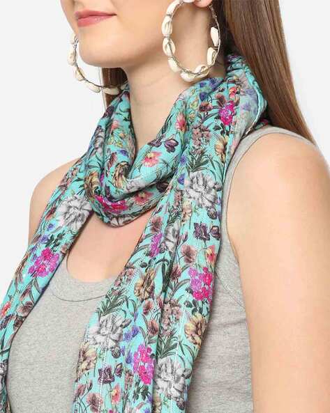 Sequin Floral Print Scarf