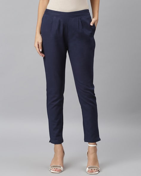 Plain Ladies Navy Blue Cotton Trouser, Waist Size: 28.0 at Rs 175/piece in  New Delhi