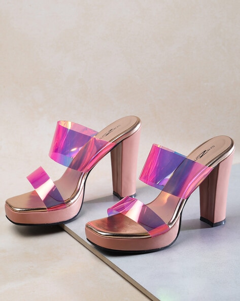 Buy Pink Heeled Sandals for Women by SHEZONE Online