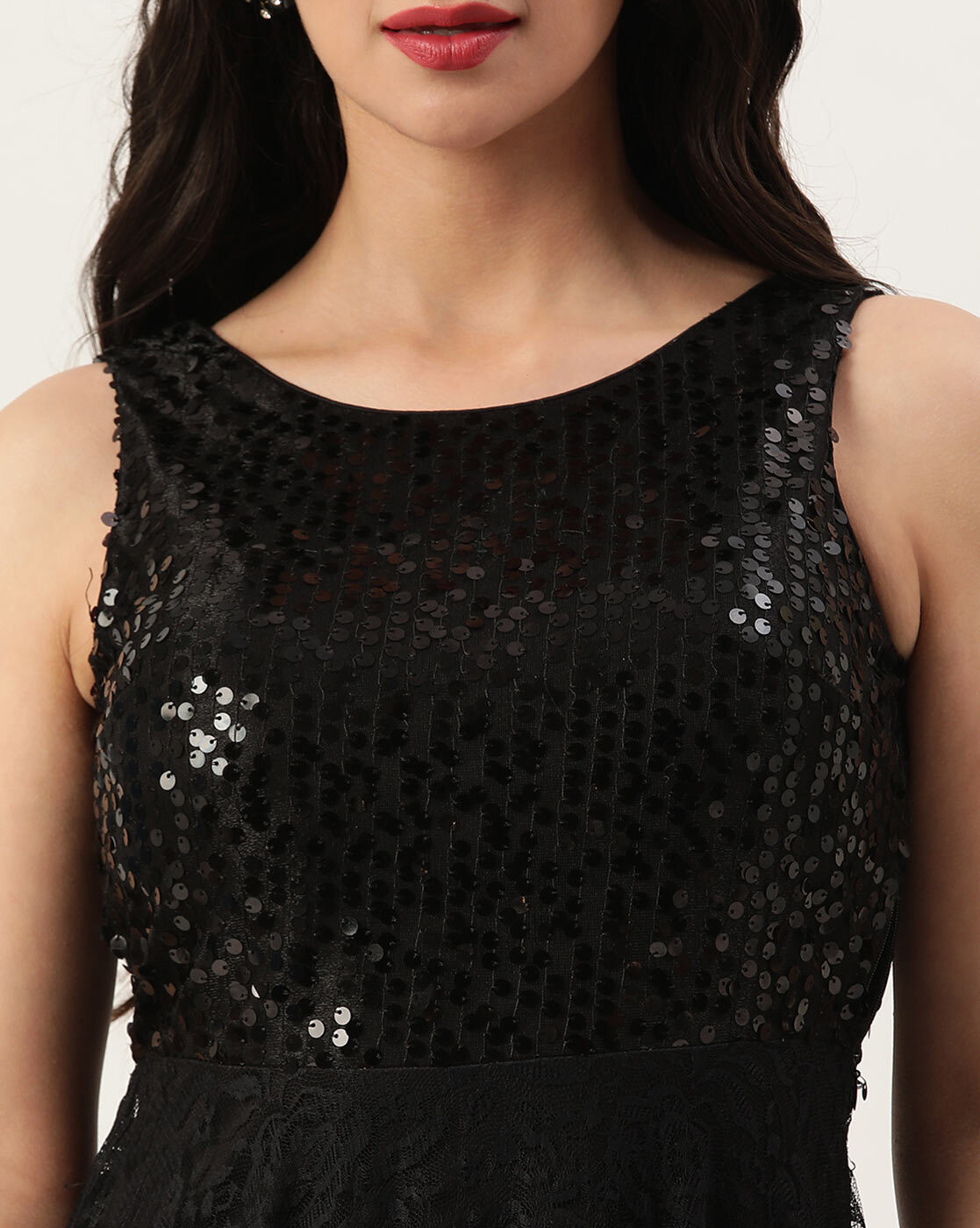 Black Embellished Gown with 3/4 Sleeves – Trendy Divva