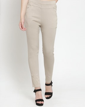 Buy Women Mid-Rise Grey Ankle Length Stretchable Jegging - Global Republic