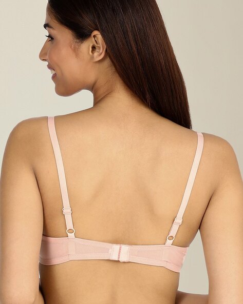 Buy Rosaline Everyday Double Layered Non Wired 3/4th Coverage T-Shirt Bra -  Powder Pink at Rs.280 online
