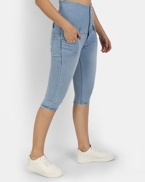 Skinny Women's Capris Jeans Pants Female Knee Length Stretch Slim