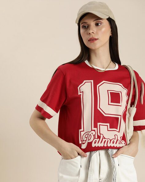 Typographic Print Crew-Neck Oversized T-shirt