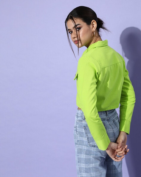 Zara Womens Denim Jacket Distressed Neon Yellow Size: M | Oxfam Shop