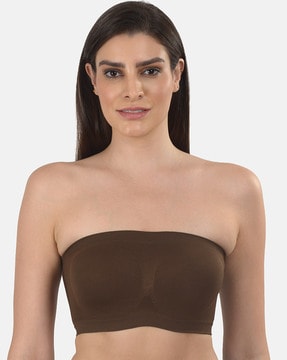 Buy Strapless Mesh Bandeau Tube Top Non Padded Women Bra - Brown