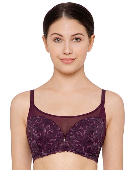 Buy Lilac Floral Lace Padded Bra 42DD, Bras