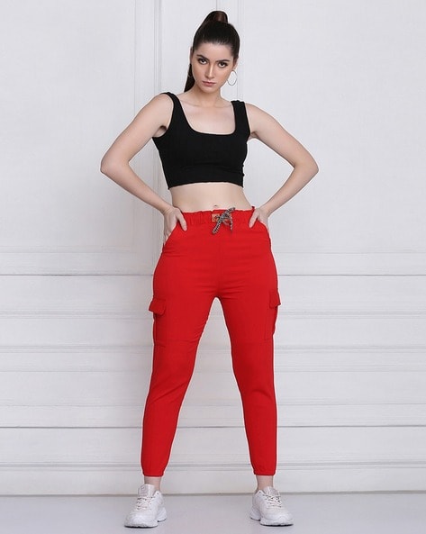 Red cargo pants hot sale for women