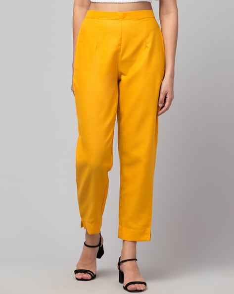 ELISA Mustard Colour Loose Linen Pants With Elastic Waist and Inner  Pockets, Yellow Colour Linen Pants, Wide Leg Linen Trousers for Women - Etsy