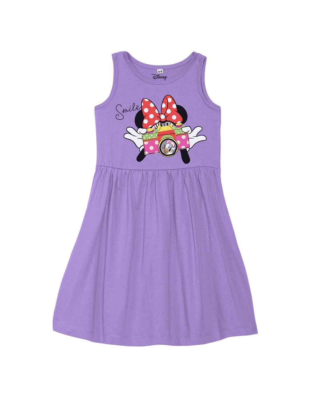 Buy YK Disney Girls Minnie Mouse Printed Drop-Waist Cotton Dress - Dresses  for Girls 23109940 | Myntra