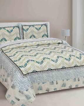mafatlal 210 TC Floral Print King Size Bedsheet with Pillow Covers-picture-17