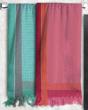 athom living Set of 2 Premium Cotton High-Absorbent Bath Towel with Contrast Border-picture-16