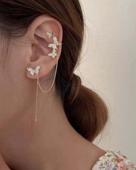 Crystal Chain Rose Gold Ear Cuff | Astrid & Miyu Earrings