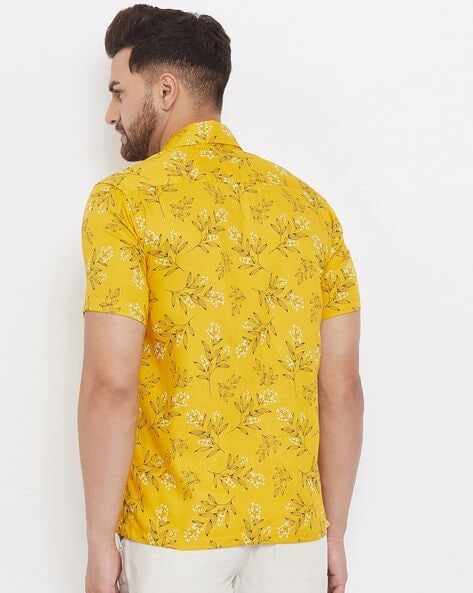 Buy Men's Golden Flower White Shirt Online