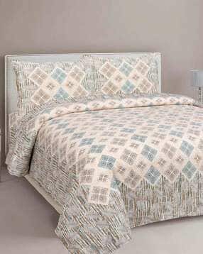 210 TC Printed King-Size Bedsheet with Pillow Covers-image-9