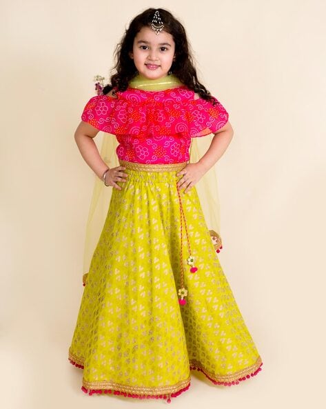 Floral Organza Kids Stitched Lehenga Set – Khinkhwab