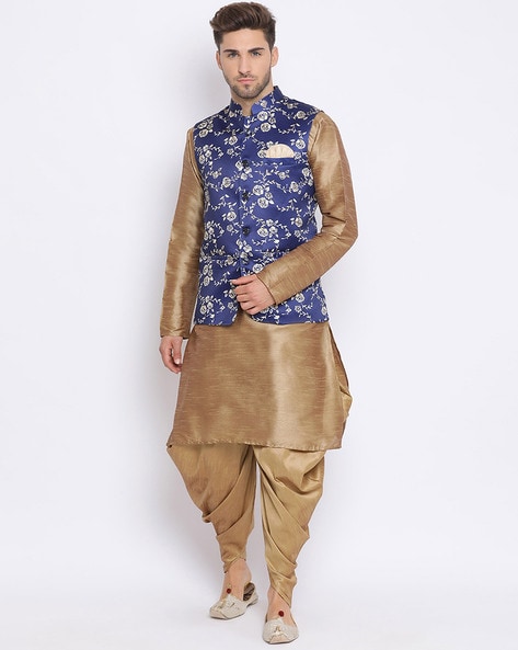 Atasi Solid Kurta Pajama & Printed Nehru Jacket Set For Mens Party-xSg |  eBay