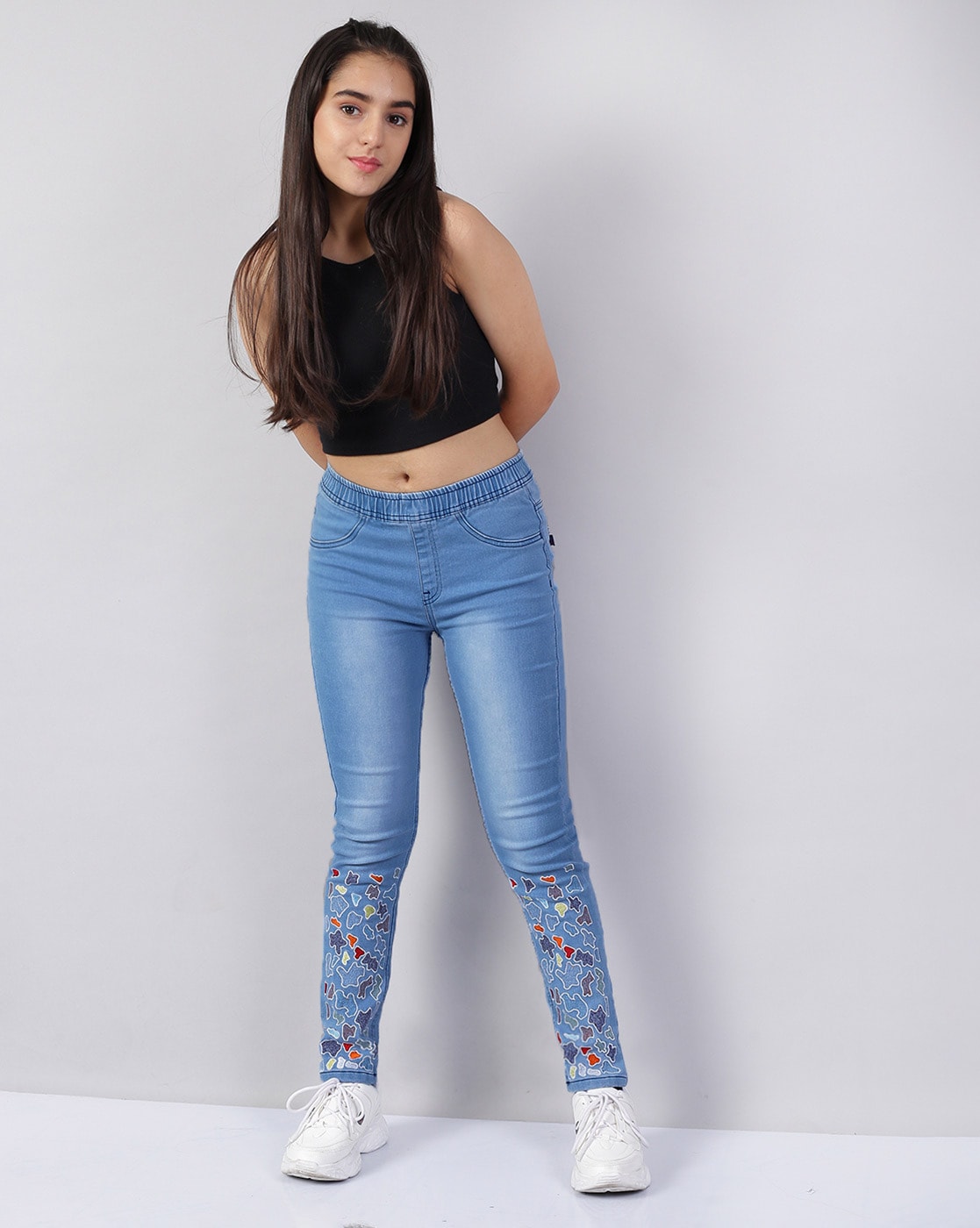 Girls Blue Jeggings – Naughty Ninos