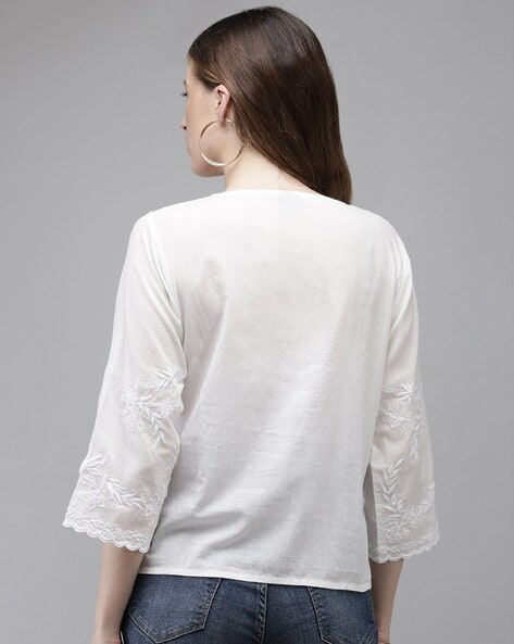 Buy Off White Tops for Women by Ishin Online