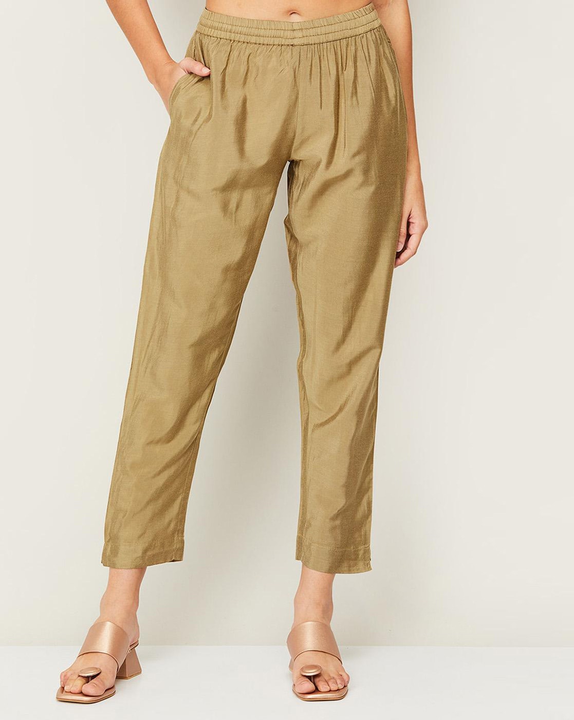 Buy AND Olive Linen Trousers for Women Online @ Tata CLiQ