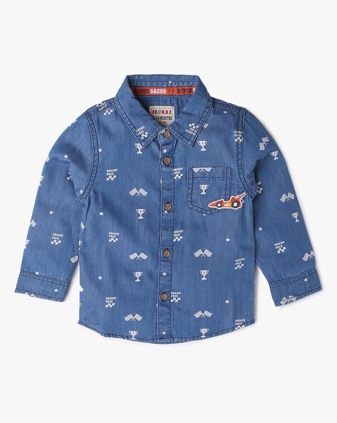 Buy Online Men's Tribal Printed Denim Shirt for Men at Zobello