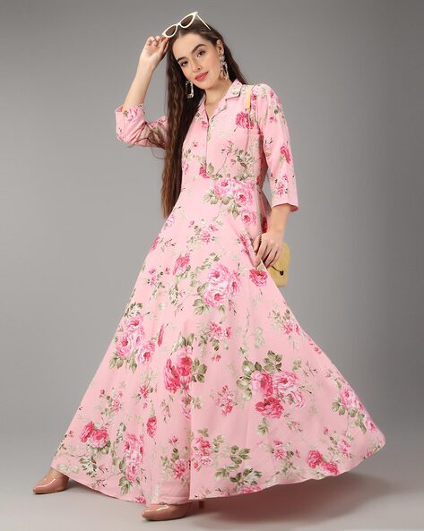 Buy Floral Print A-Line Dress with Ruched Detailing Online at Best Prices  in India - JioMart.