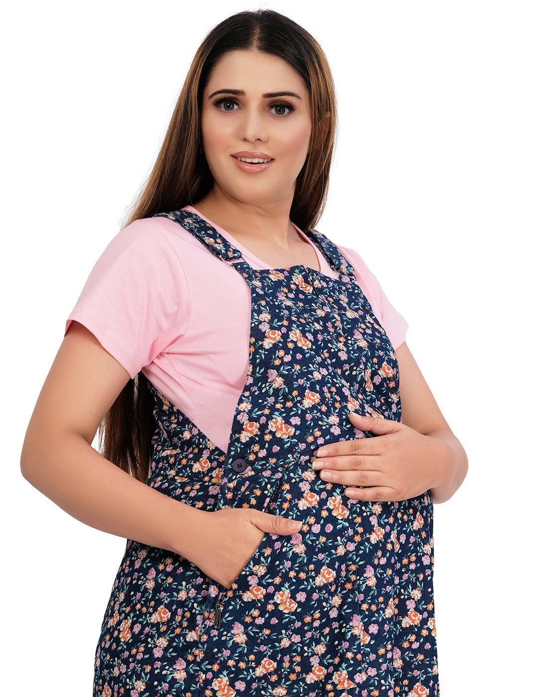 Buy MomToBe Women Multicoloured Checked Maternity Pinafore Nursing  Sustainable Dress - Dresses for Women 10456008 | Myntra