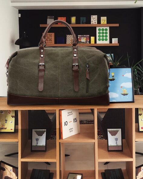 Elkton Waxed Canvas Travel Duffle Bag | Moss w/ Autumn Brown Leather |  Leather duffle bag, Mens travel bag, Leather duffle