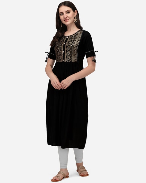 14kg rayon Party Wear Black Kurti Full Sleeves, Wash Care: Handwash,  Features: Good at Rs 299 in Surat