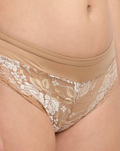 Buy online Beige Solid Thongs Panty from lingerie for Women by