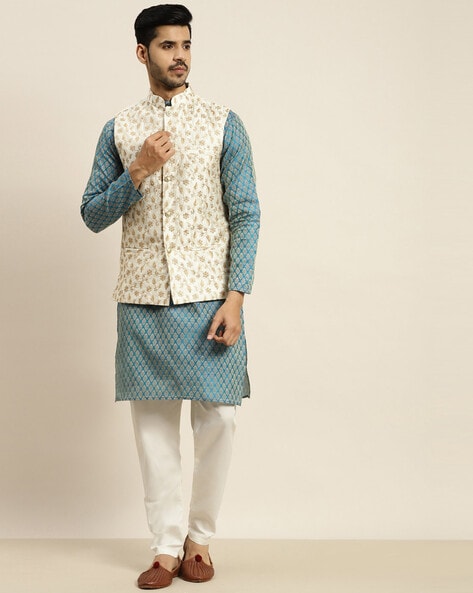 Grey Embroidered Nehru Jacket Set | Ethnic Wear for Men – Laromani