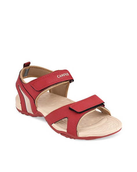 Red double best sale strap sandals