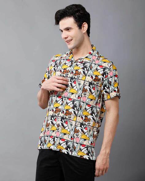 Buy Men's Hawaiian Shirt Short Sleeve 100% Cotton Multicolor Online in  India 