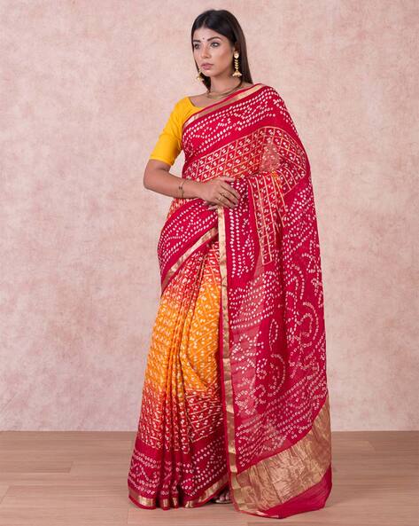 Pure Georgette Chunri Print/Bandhani Print Saree with Gotta-Patti Handwork  at Rs 1150 | Designer Saree in Jaipur | ID: 2851570489255