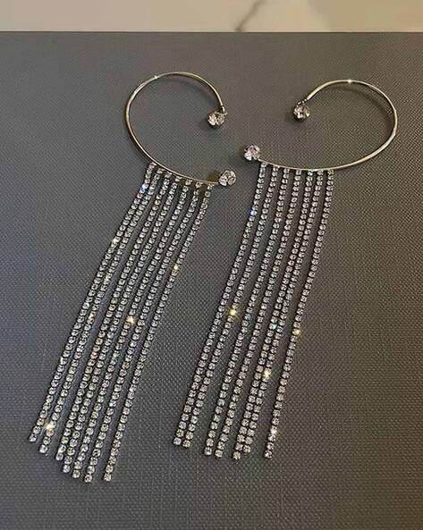 Long 8CM Tassel String Line Silver Dangler Earrings Drop Dangle Earring For  Women And Girls