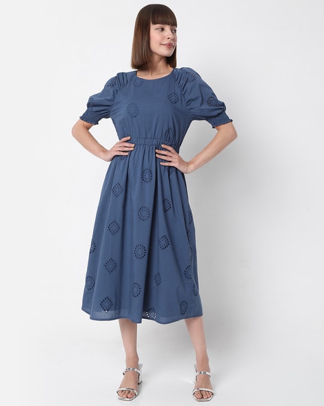 Buy VERO MODA Solid Cotton V Neck Women's Maxi Dress | Shoppers Stop