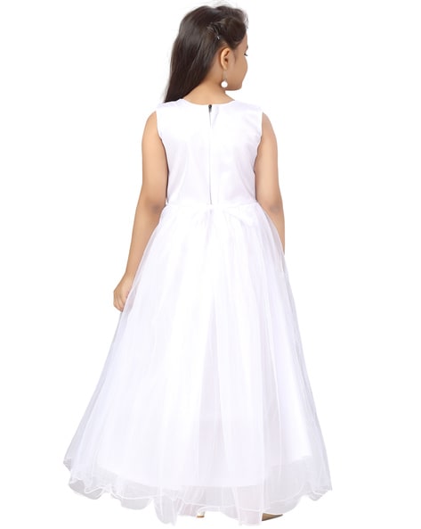 Hariyal Creation kids party/festive white designer long gown dress for girls